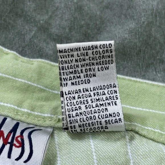 Vintage Bill Blass Capri Jeans Womens 14 Green Stripe Cropped Y2K Resortwear - Picture 4 of 8